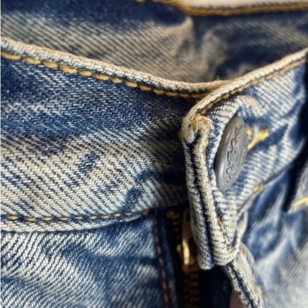R13 Double Classic Shredded Skirt Jeans 28 Leyton Blue Distressed Layered Denim - Picture 14 of 14